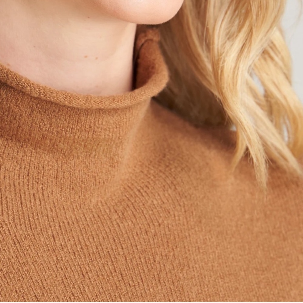 American Tall Rolled Mock Neck Sweater In Carmel - Picture 3 of 9